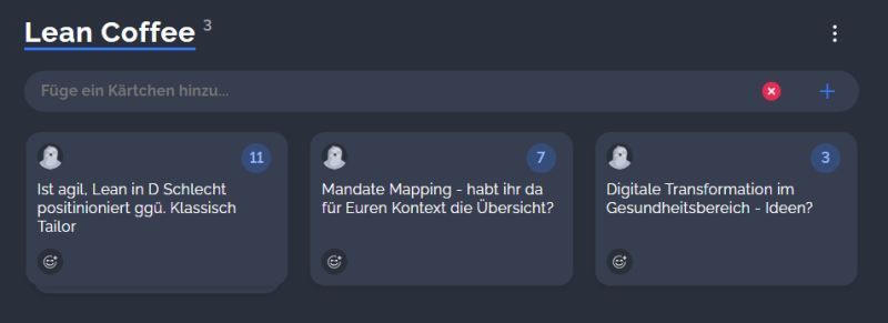 - Ist agil, Lean in D schlecht positioniert ggü. Klassisch Tailor
    - Zukunft von Scrum & Agile angesichts der wirtschaftlichen Situation?
    - Doing double the work with half the people ... warum Agile oft nicht greift
- Mandate Mapping - habt ihr da für Euren Kontext die Übersicht?
- Digitale Transformation im Gesundheitsbereich - Ideen?