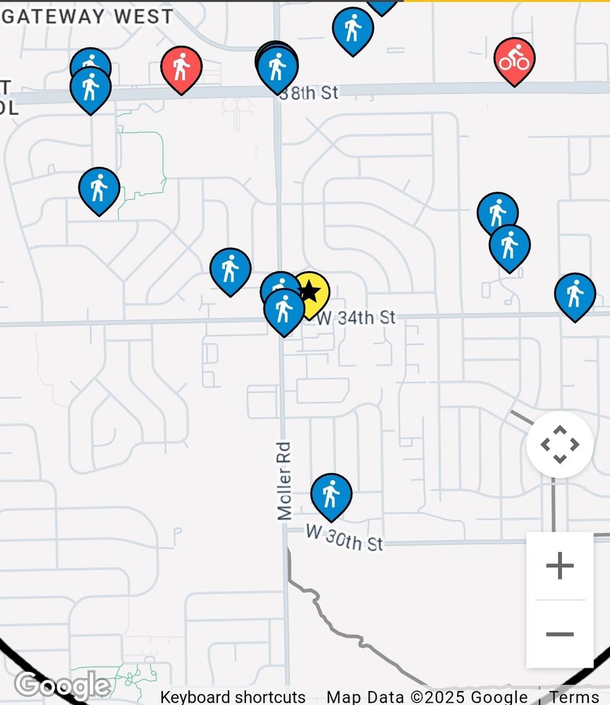 A map of pedestrian incidents showing that this is the third recent pedestrian that a driver has hit