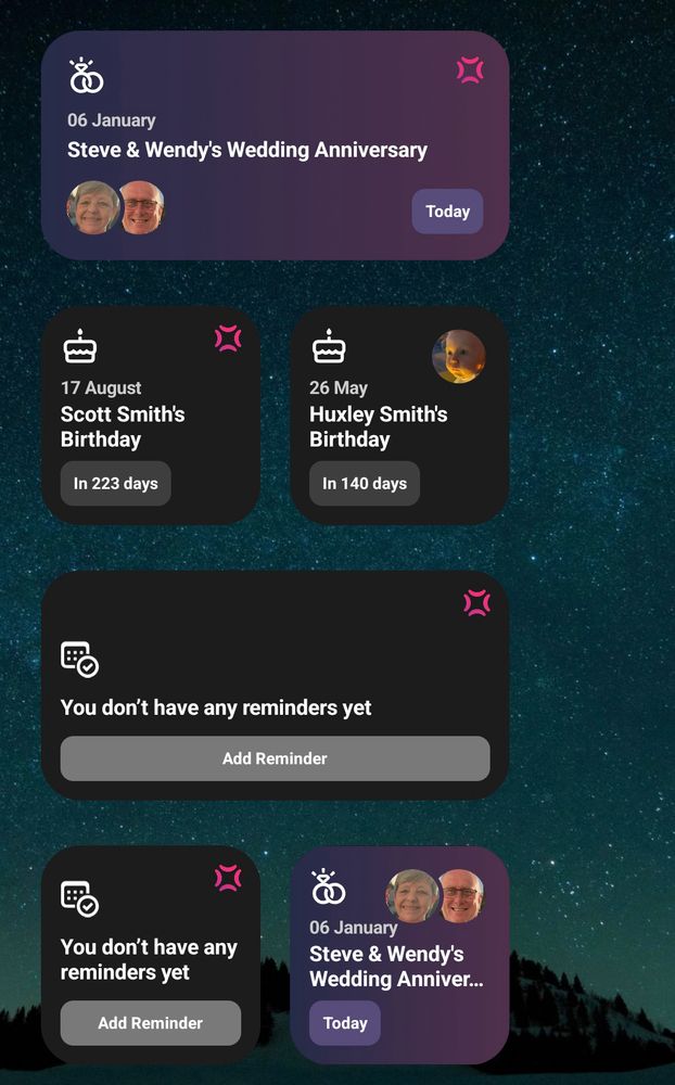  Various widgets on an android phone