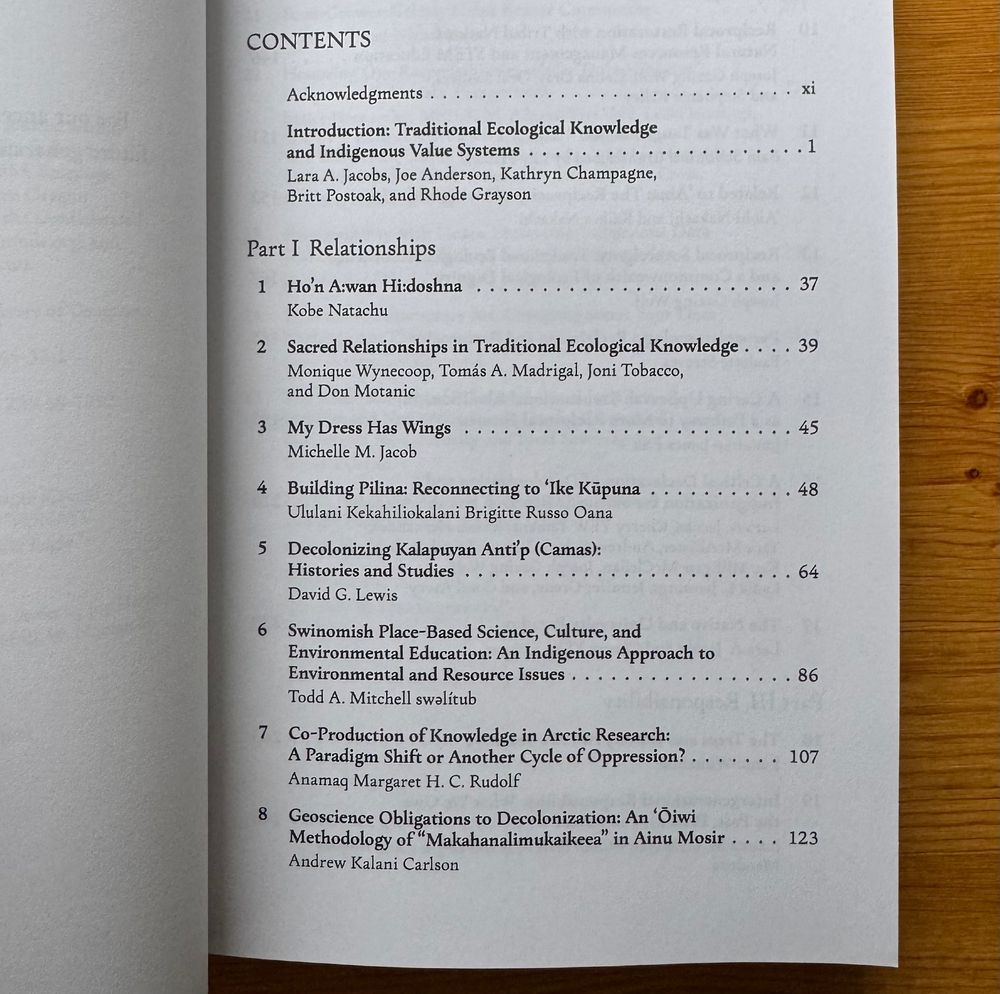 first page of table of contents of "Indigenous Critical Reflections on Traditional Ecological Knowledge" book. Chapter 6 is titled: Swinomish Place-based Science, Culture, and Environmental Education:  
An Indigenous Approach to Environmental and Resource Issues, By Todd A. Mitchell swəlítub, Page 86.

