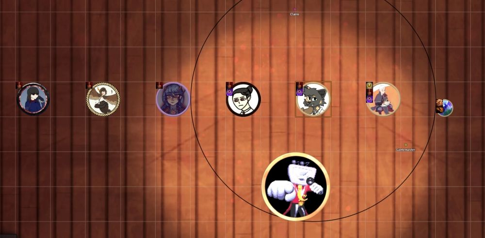 a VTT game board with assorted tokens of different characters, one of which being Tenna, a character from Deltarune Chapter 3