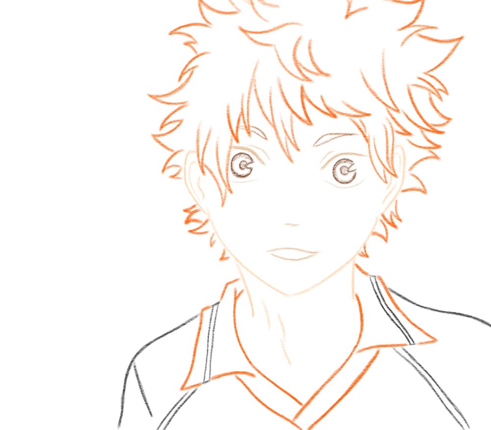 Colored line art of Hinata with a blank background