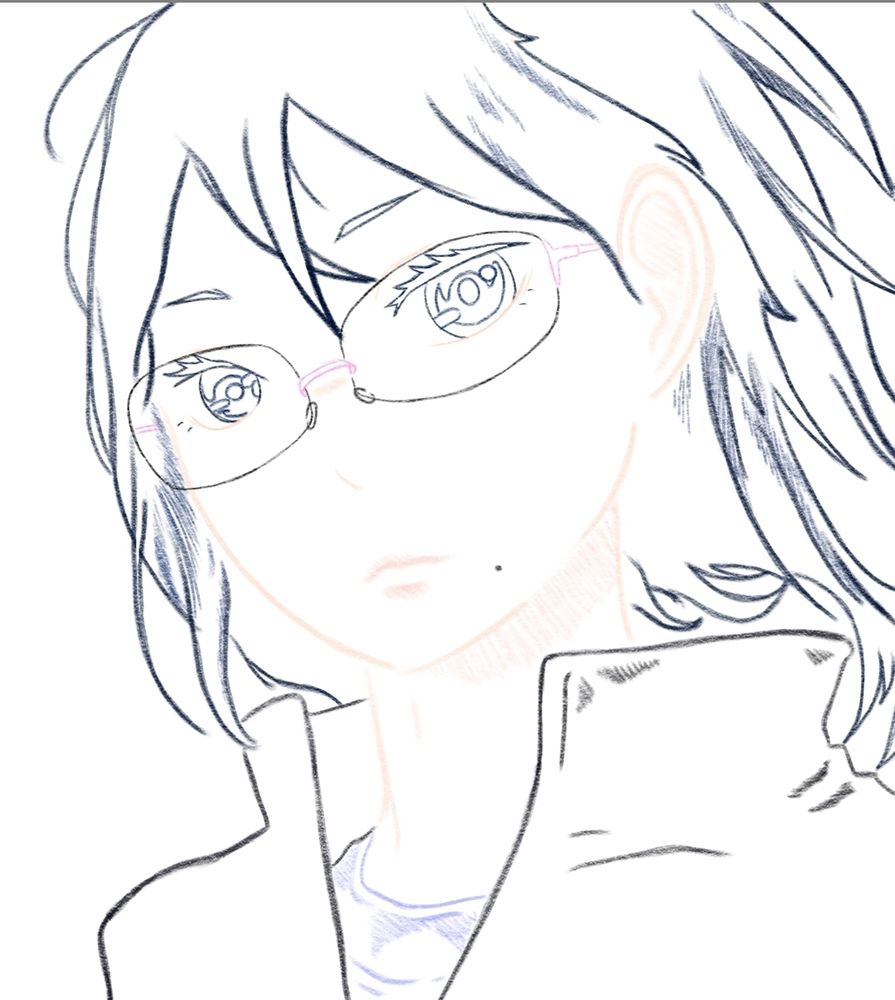 Colored line art doodle of Shimizu