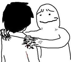 mspaint meme of guy gripping another guys shoulders with veins popping out with barely concealed extreme frustration