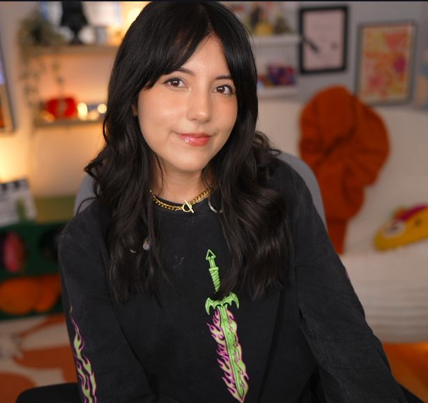 Selfie of eme on her stream setup