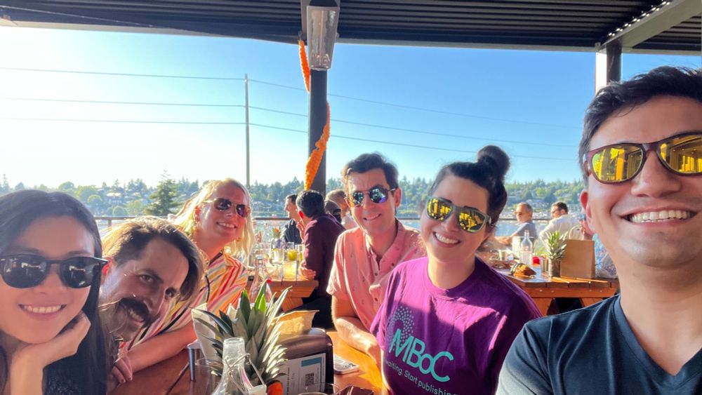Members of the MatsuLab and Termini Lab at a happy hour.