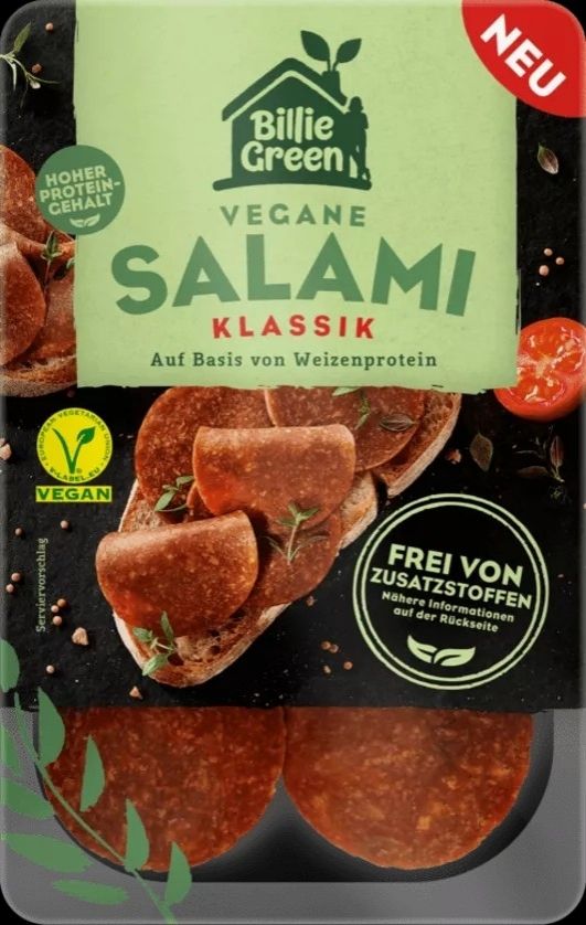 billie green vegane Salami klassik in der Verpackung