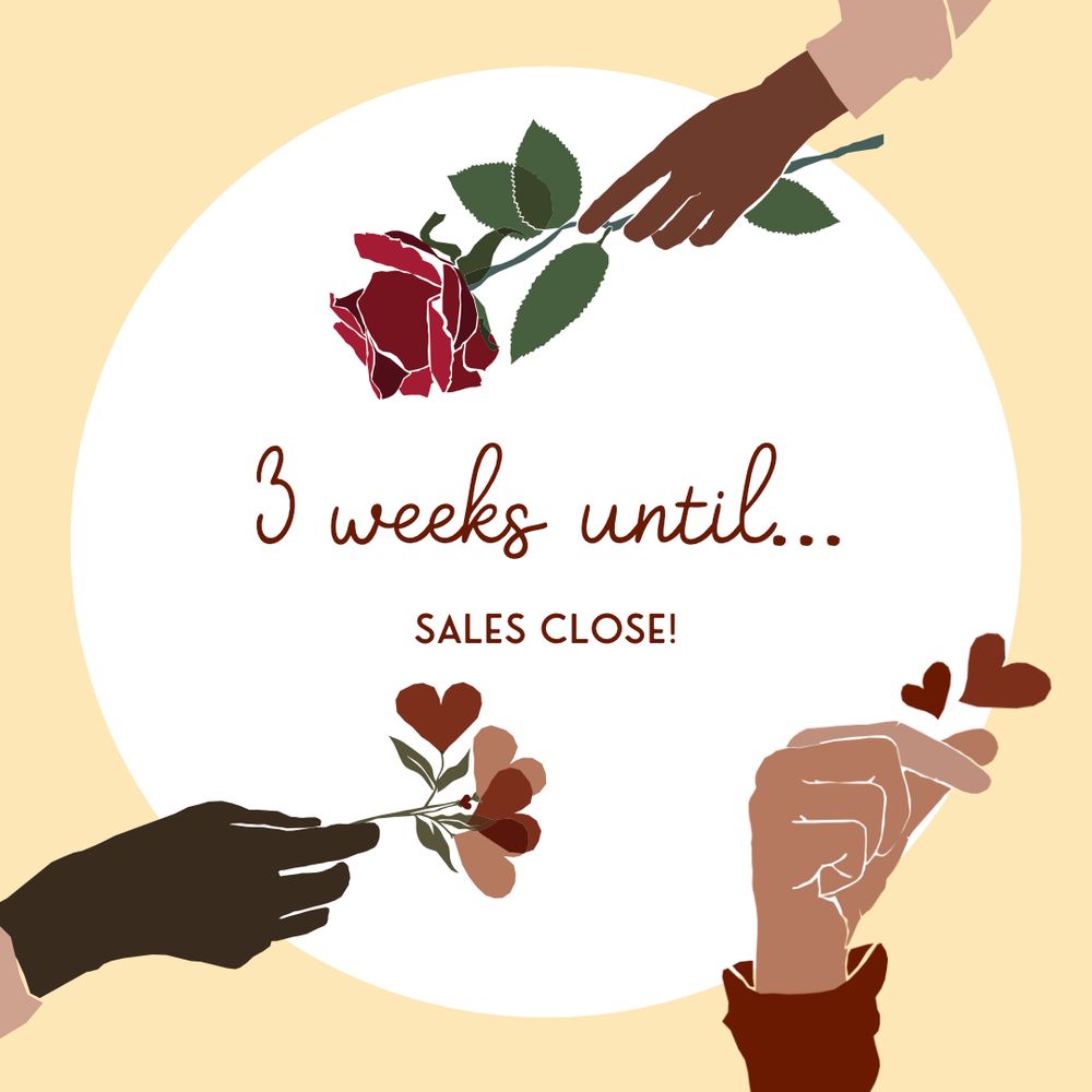 A graphic for Girls Eating Girls: A Dunmeshi WLW Zine that says '3 weeks until sales close!'