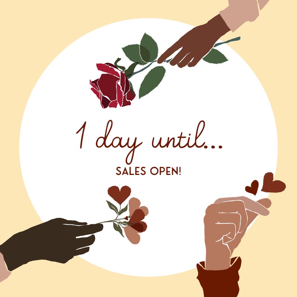 A graphic for Girls Eating Girls: A Dunmeshi WLW Zine that says '1 day until sales open!'