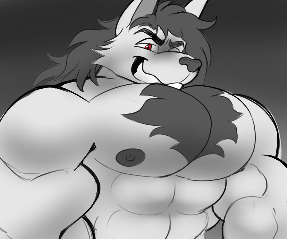 Matias has gigantic musclejugs, okay? it's got em FAR n WIDE. IT'S GOT BAHONDONKEROOS FOR DAYS. GIGABONKERS. ....this is a jackal with huge pecs. #ramensalt