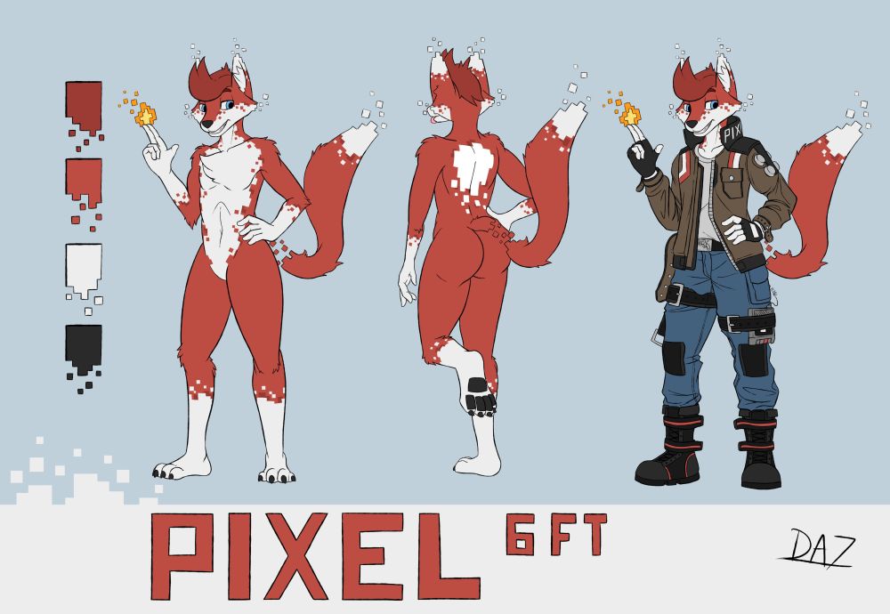 Pixel's refrence sheet! (THE HAIR AND BACK PATTERN ARE OUTDATED)