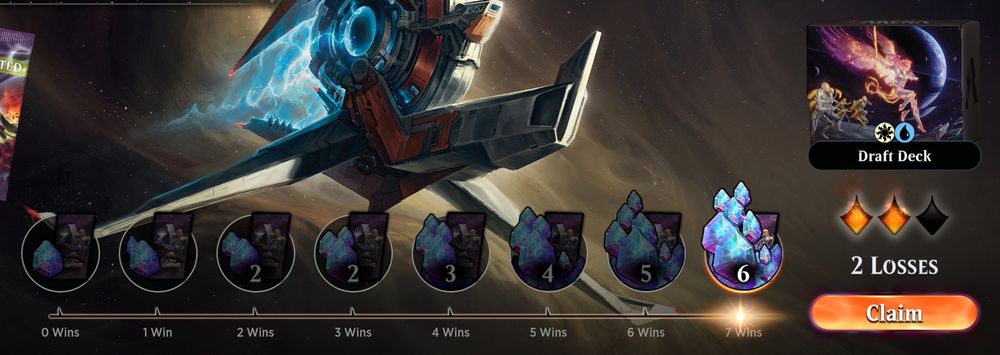 A screenshot from Magic: Arena showing a 7-2 record.