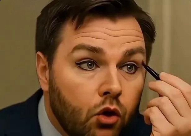 The picture is an AI generated image of JD Vance applying mascara.

CJD stands for Creutzfeldt-Jakob Disease which was the human form of Bovine Spongiform Encephalopathy (aka mad cow's disease).