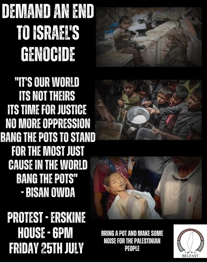Information on demonstration together with pictures of starving and starved children.