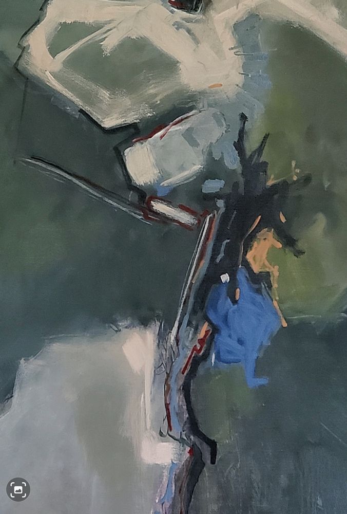 Section of an abstract painting in progress that will be on show in the 'Pushing Boundaries' exhibition. 120 x 100 in oil on canvas.
