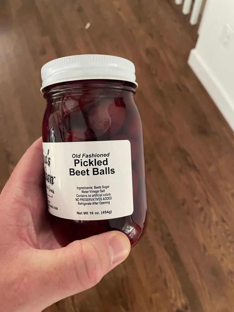 Jar of “beet balls”