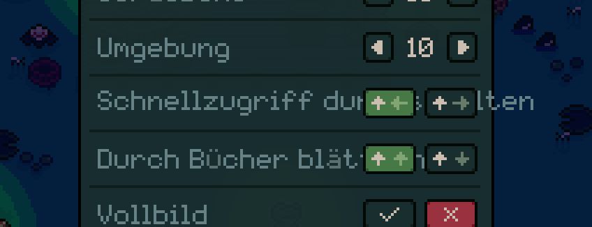 screenshot of the settings menu from mudborne set to german, with multiple labels clipping right out the menu