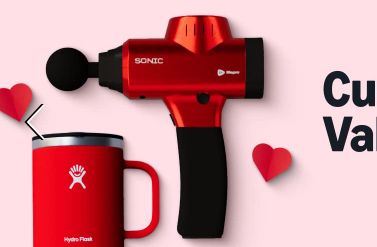 Red massage gun in a valentine's day gift advertisement