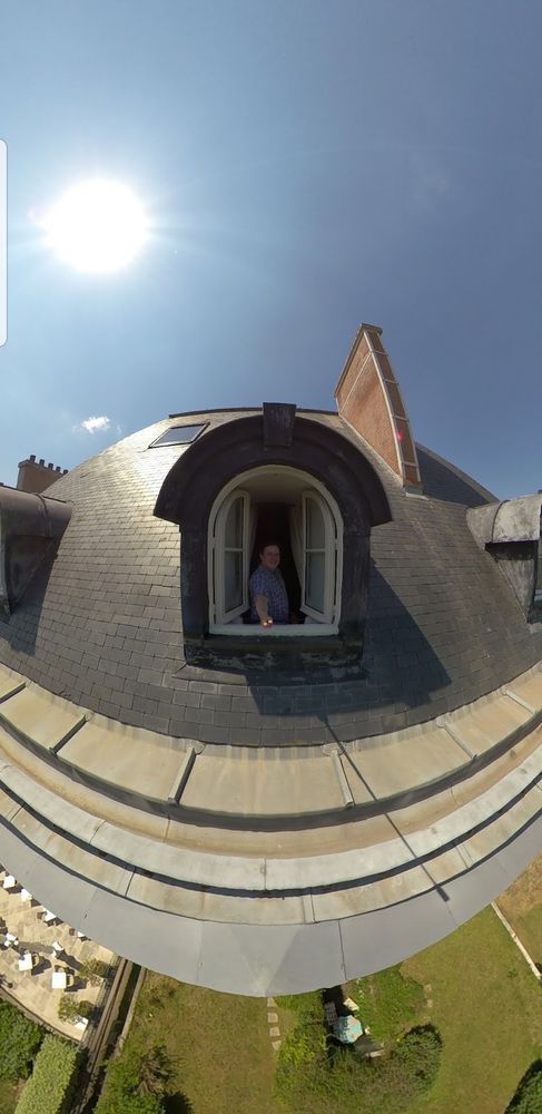 360 selfie taken from one of the rooms at the top of the building. 