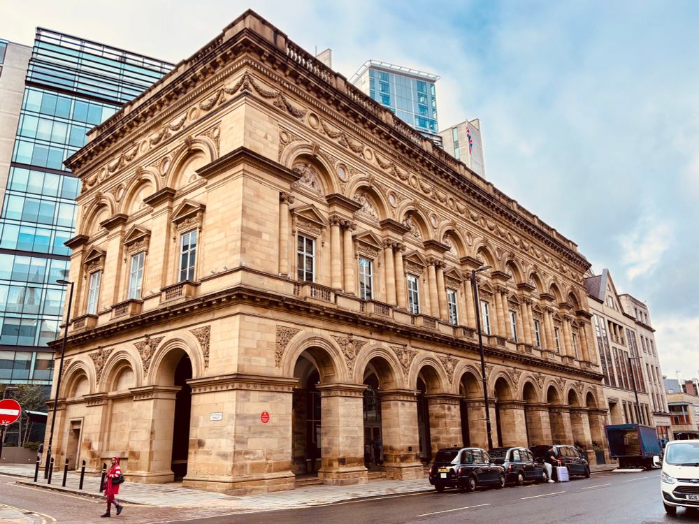 The Free Trade Hall, Manchester. Also a Victorian sandstone building.