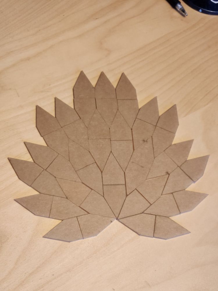 A large pointy arrangement of pentagonal tiles