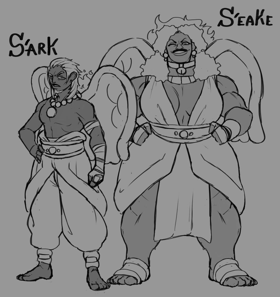 Members of the Seraphim/New Lunarians, S'Ark and S'Eake, 27 + 24yrs Old, Warriors of the main island guard