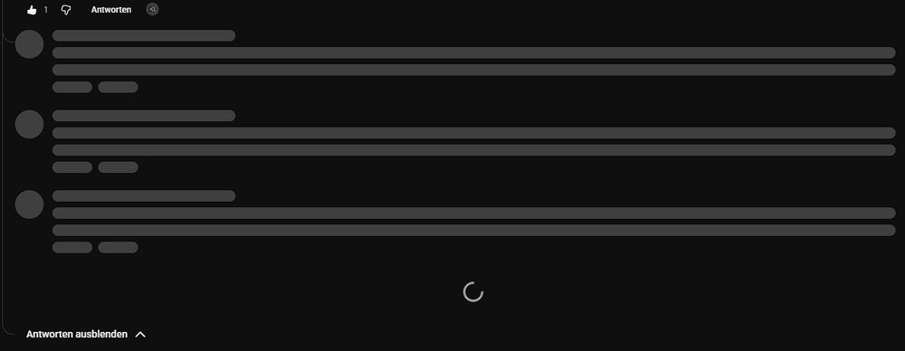 Graue, leere Balken wo eigentlich Kommentartext stehen müsste. Darunter ein Buffer-Symbol.