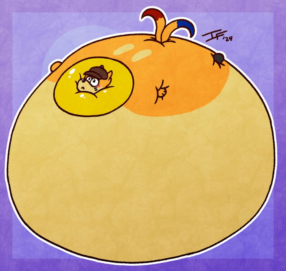 A buizel inflated into the shape of an orb