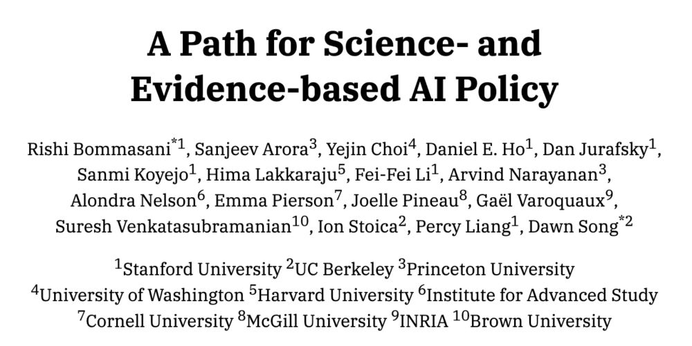 A Path for Science- and Evidence-based AI Policy