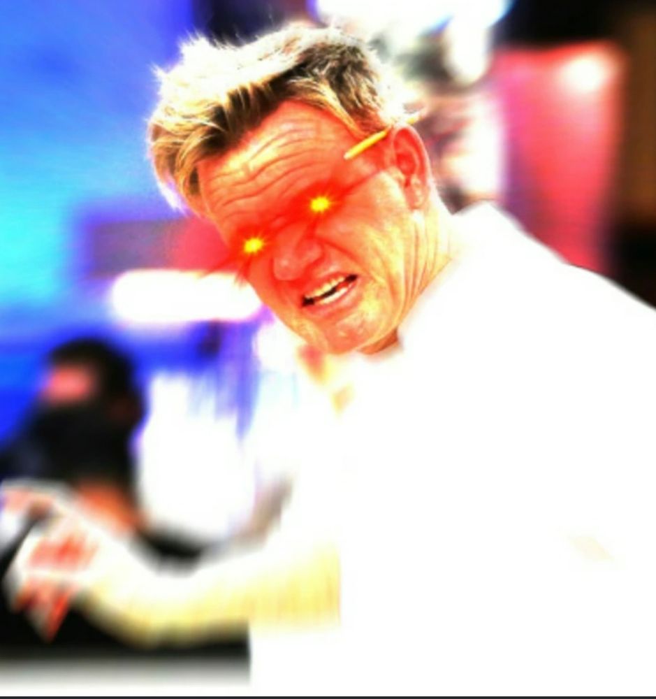 Gordon Ramsay photo edited to give him glowing eyes