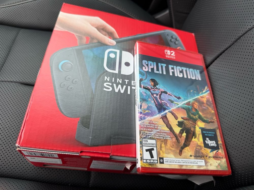 New switch 2 in the box and a box copy of Split Fiction