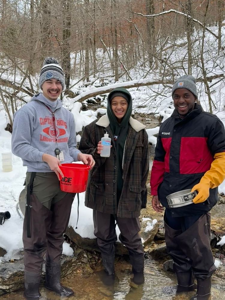  Missouri State students in an intermittent stream in winter 