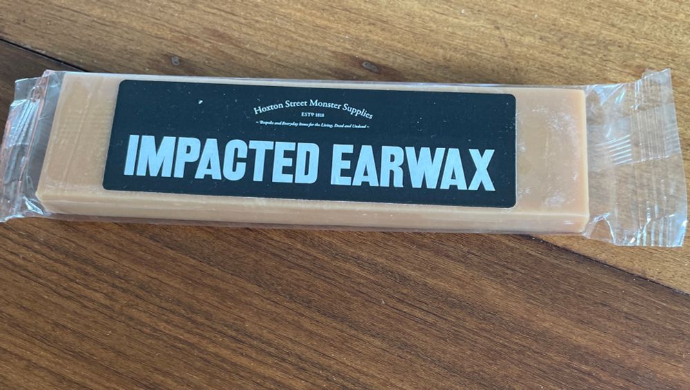Fudge labelled as 'impacted earwax' given to me after a wax removal treatment. 
Enough to put me off fudge for life! 