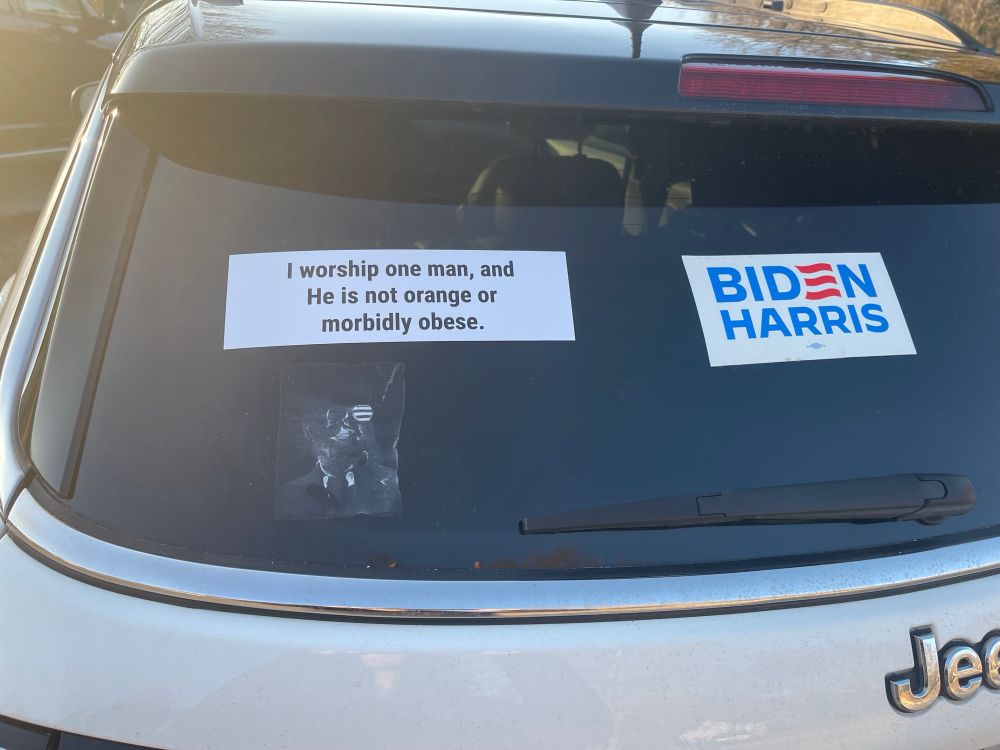 New bumper that honors God and not an orange fool. 