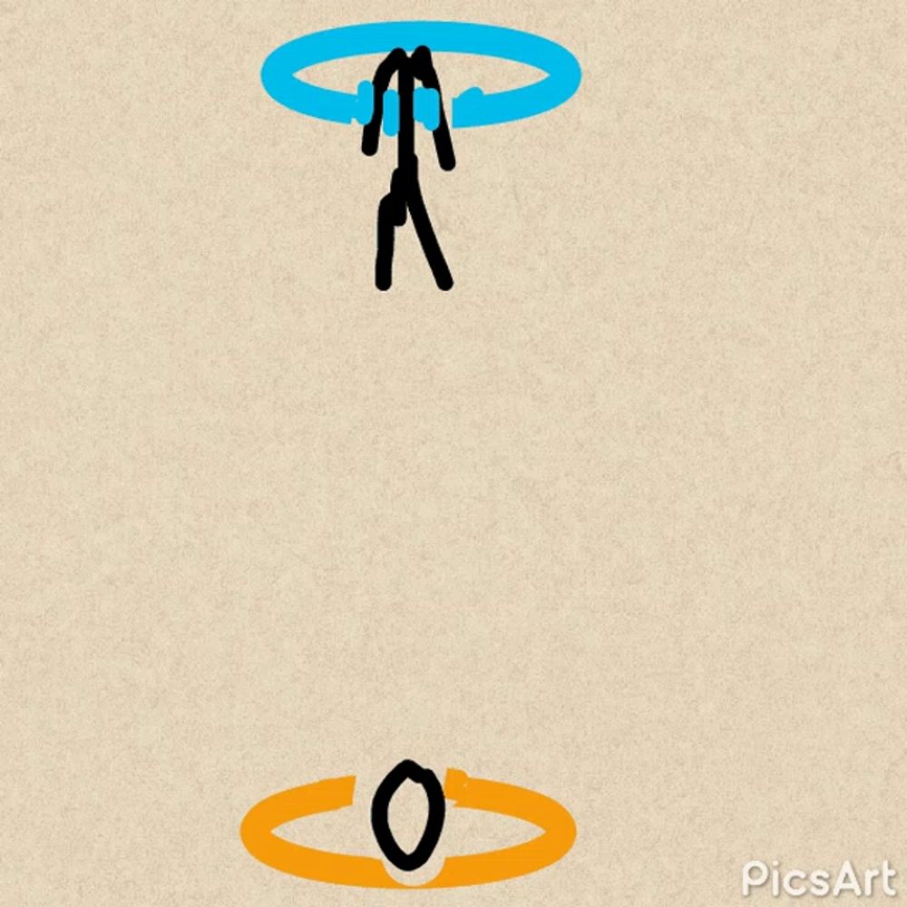 a drawing of a stick figure jumping through three hoops with picsart written on the bottom