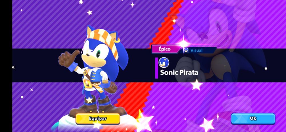 Sonic pirata obtido no jogo sonic rumble