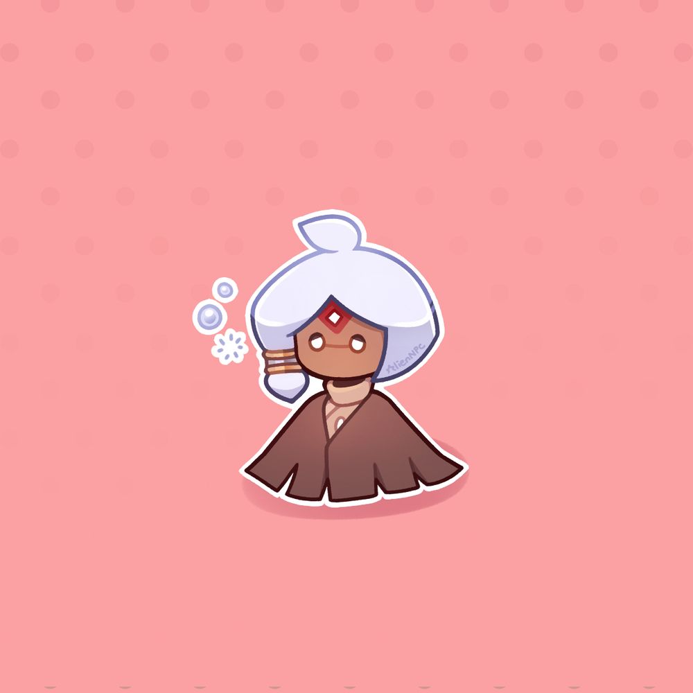 An avatar from Sky: Children of the Light sitting down and looking drowsy with their little hair tuft drooping forward. They are also sitting in a pink background has faded dots in it.
