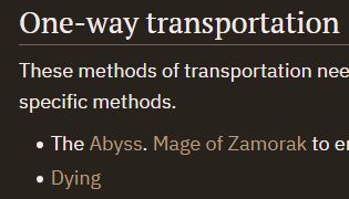 One-way transportation section:

* Dying