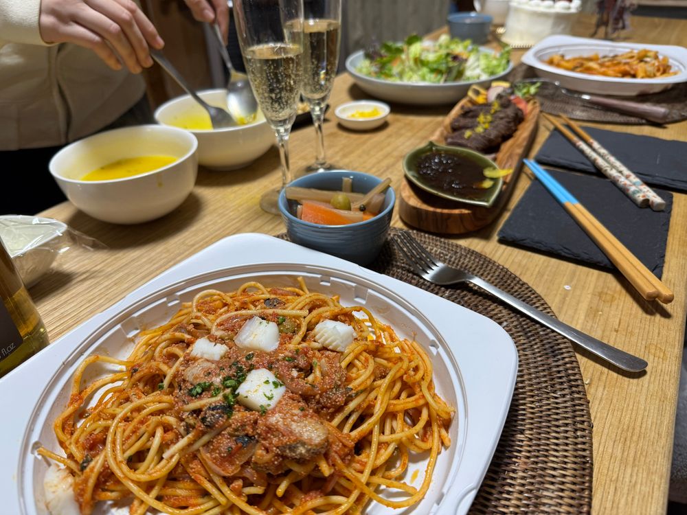 クリスマスディナー。パスタなど