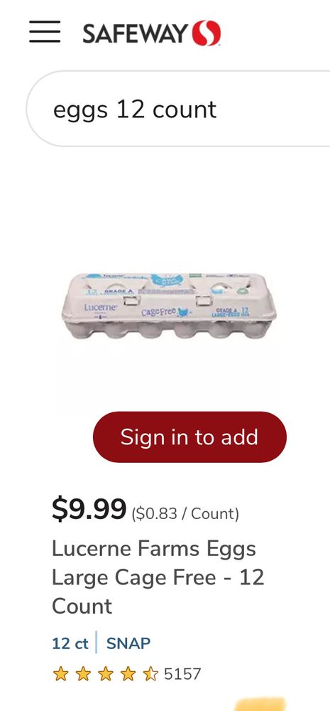 safeway 1 dozen eggs 9.99$