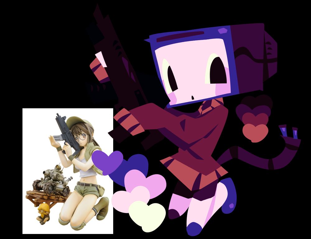 it's cable again! in this one, i referenced his pose based off a figure of an anime military girl, holding a gun in honestly a quite unsafe manner, it's very close to her face. but yes, i based his pose off of that!