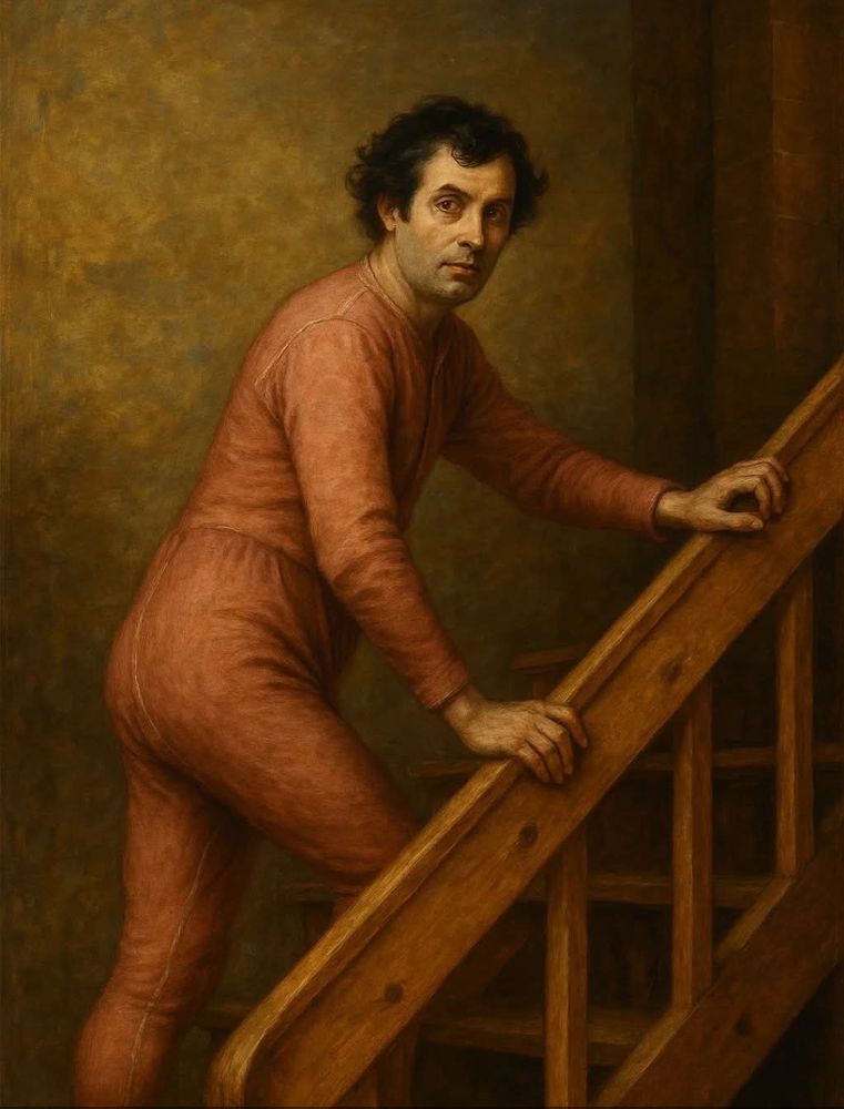 Painting of Spencer from Kenny vs Spenny on the stairs as a reference to the "Who Can Blow The Biggest Fart" episode