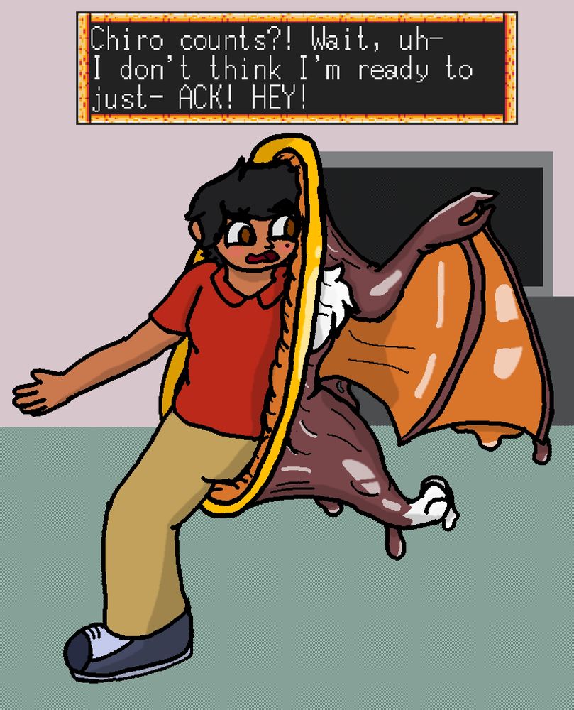 A mid transformation shot of someone turning into their small bat OC via passing through a TF hoop/ring. #transfur #TFSky #TFEveryday
