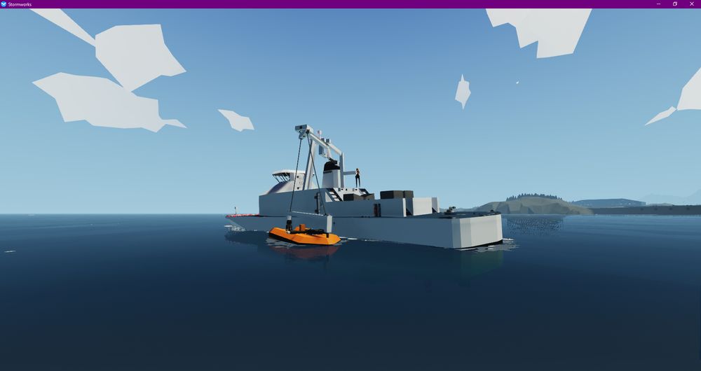 Coast guard vessel launching a boat in Stormworks