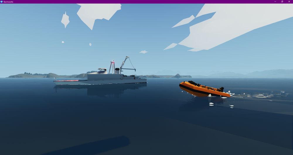 Coast guard vessel launching a boat in Stormworks