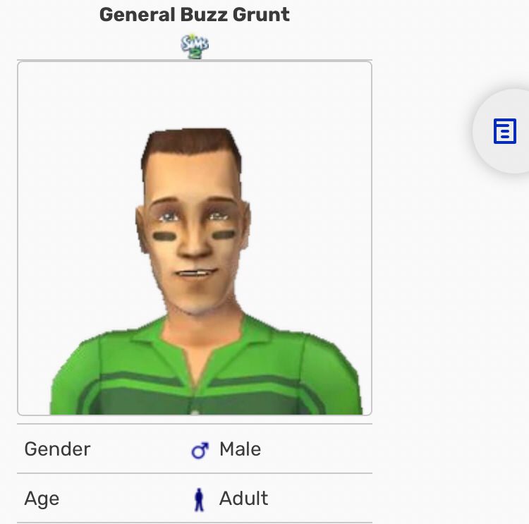 General Buzz Grunt from The Sims 2