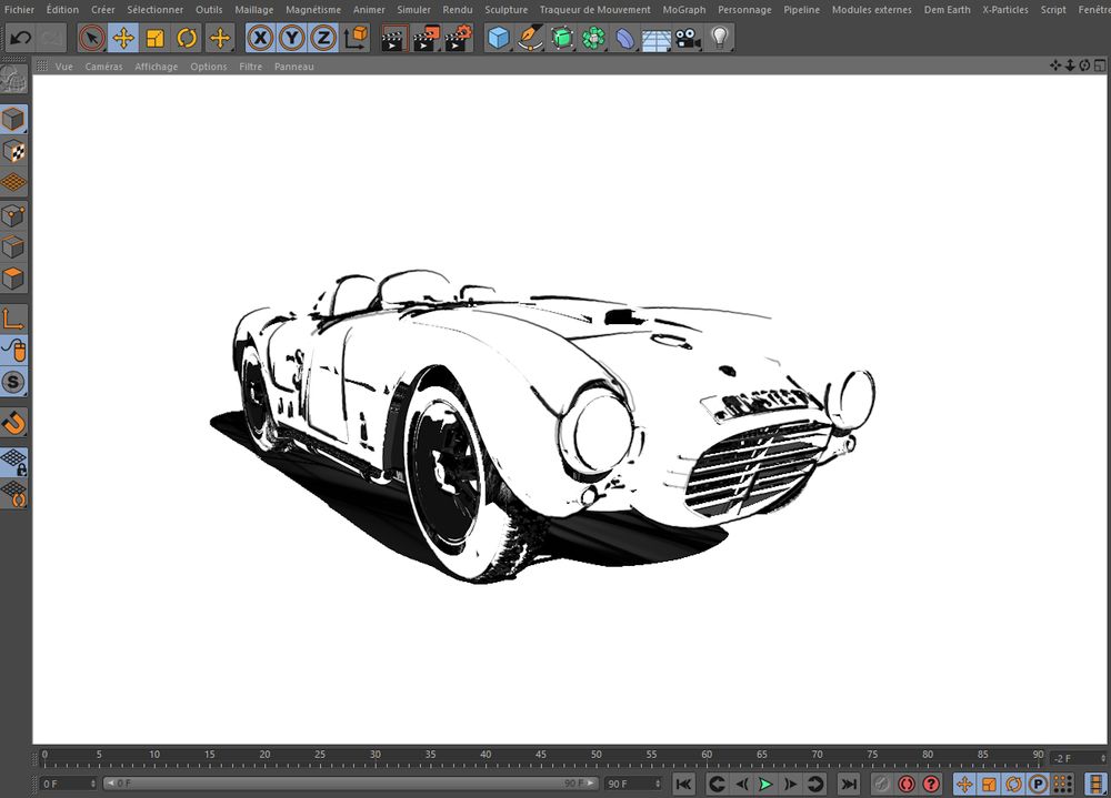 Sketch and Toon render of a car in Cinema 4D R17