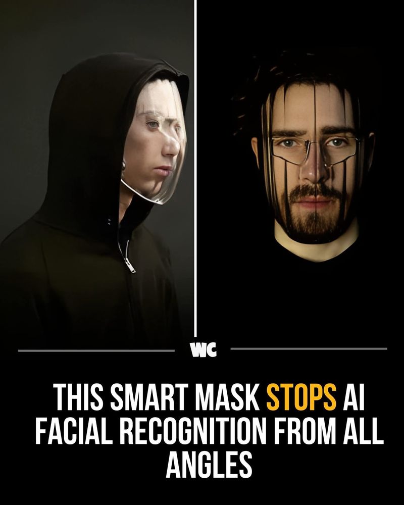 Dutch designer Jip van Leeuwenstein engineered a transparent mask that disrupts AI facial recognition from every angle, created during his Surveillance Exclusion project at Utrecht School of the Arts. By bending and distorting the face, it blocks automated tracking while preserving human expression. The striking design later surged through tech communities, academics, and media as a symbol of resistance to surveillance.
Screenshot shows side profile of a person wearing the see thru face and a profile shot of how the face gets broken up
