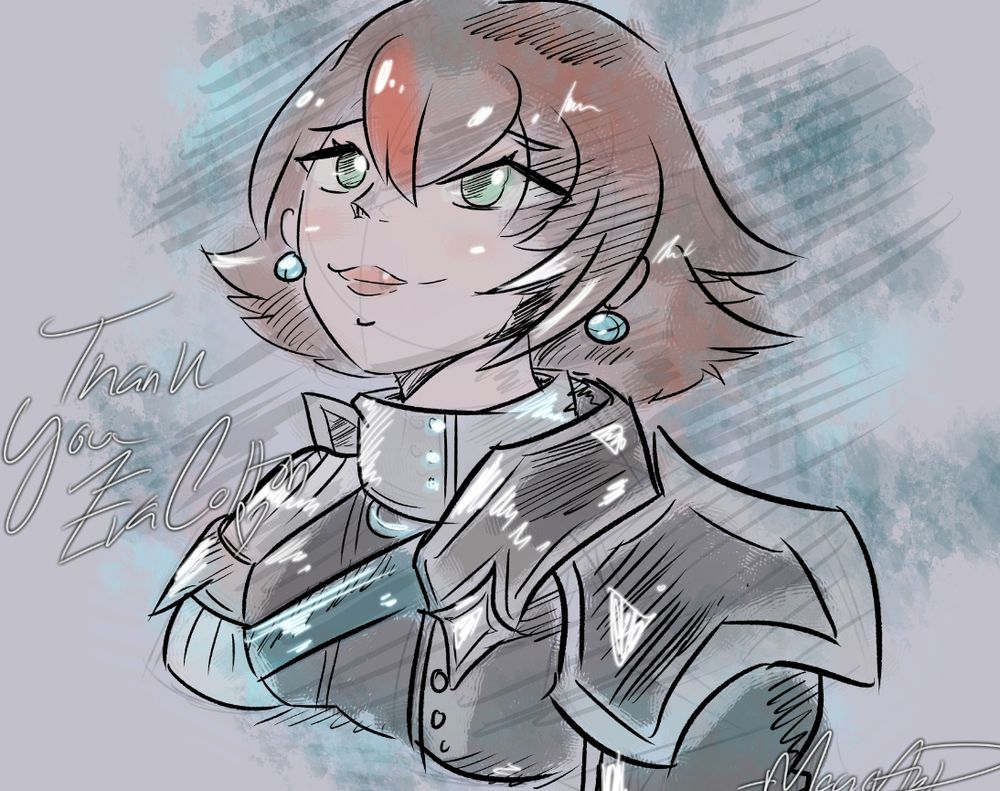 Eva Colton's warrior of light, a human in ironworks armor