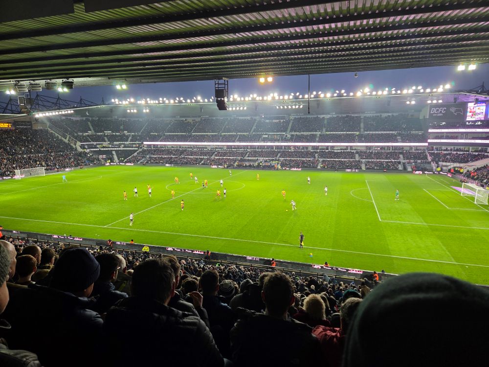 Pride Park, home of Derby County, from the upper east stand. 
